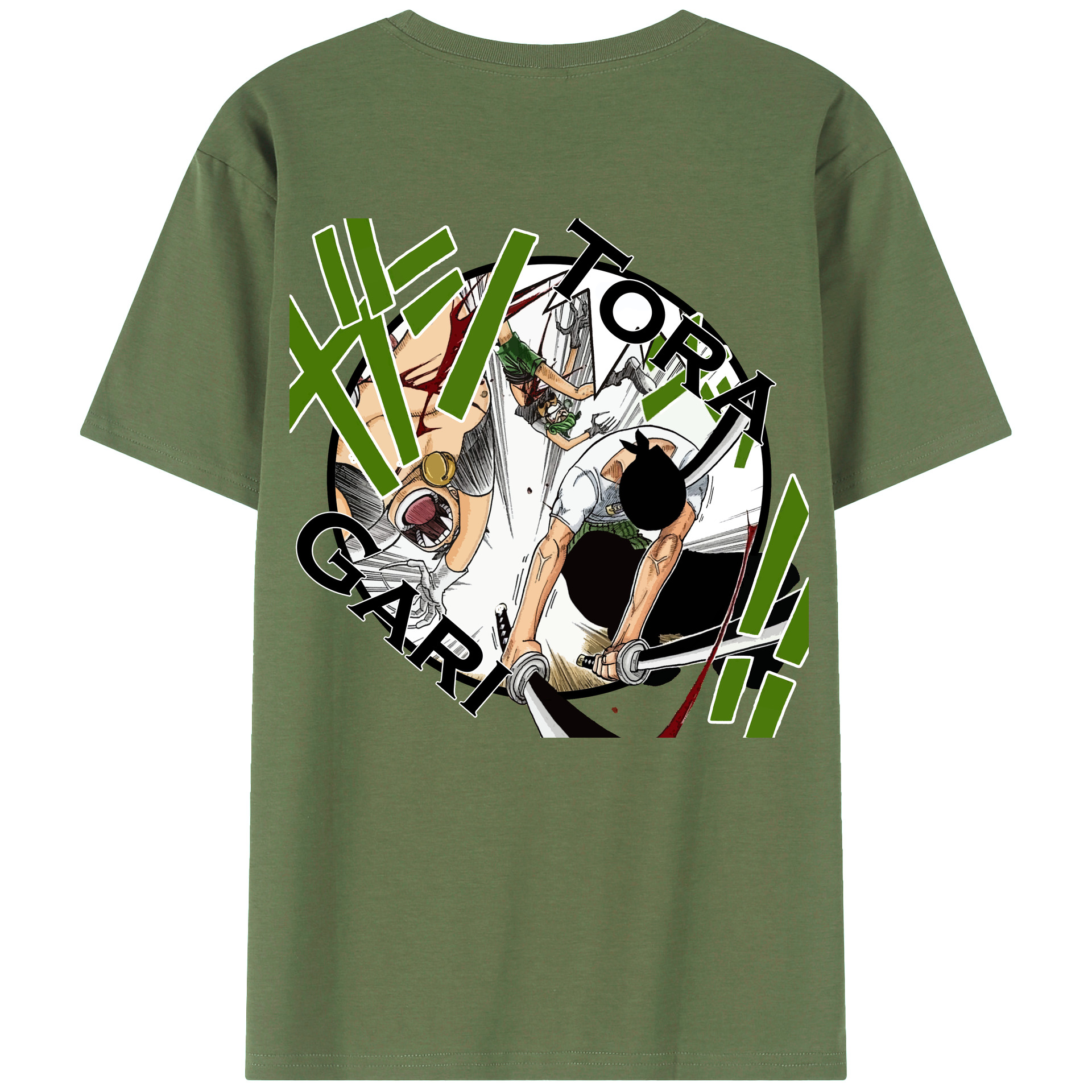 ワンピース ロロノア・ゾロ ONE PIECE Roronoa Zoro 綿100％ メンズ半袖Tシャツ（バックプリント） 通気性
